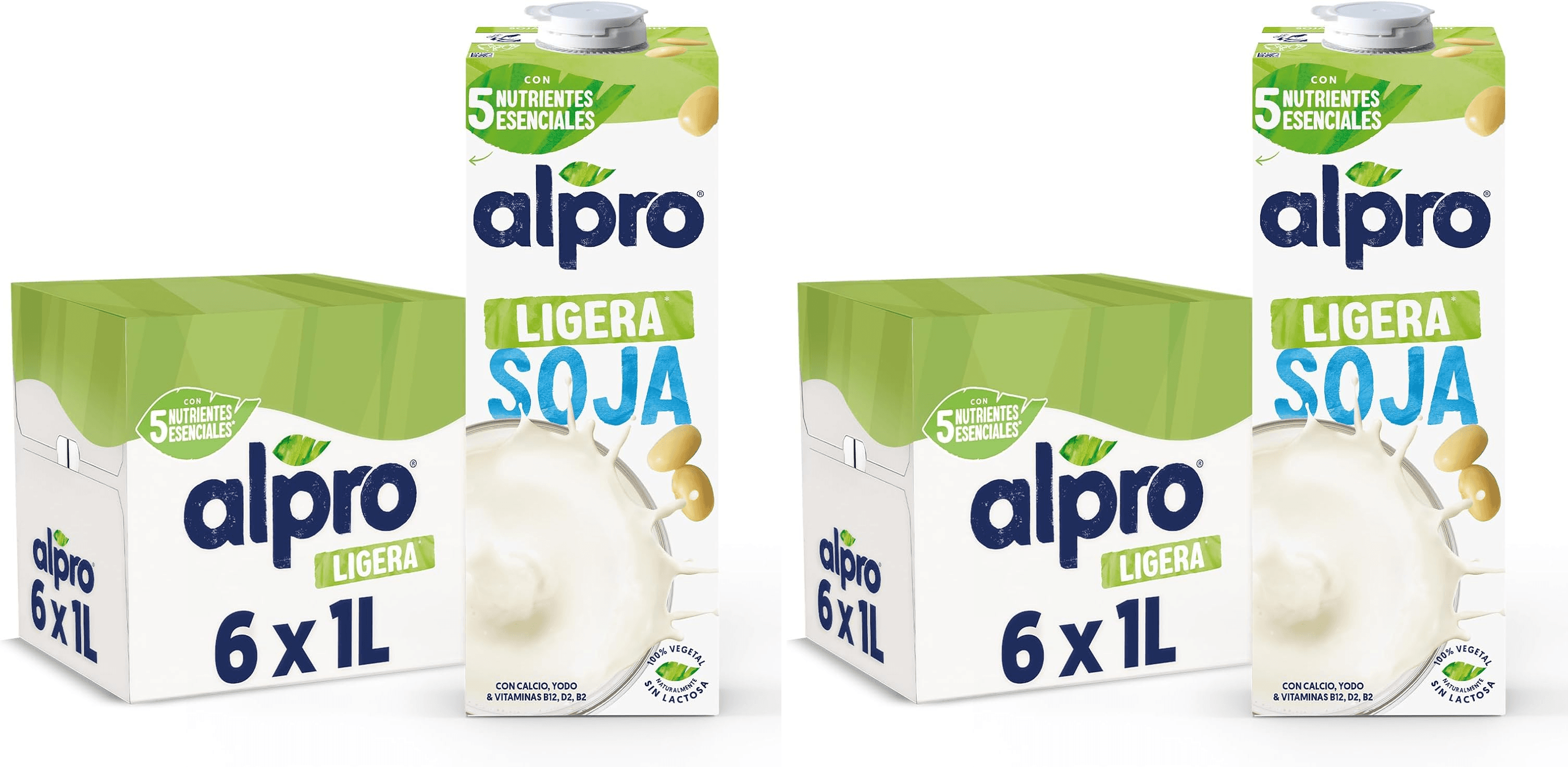 Alpro ▫️ Bebida vegetariana de soja Light - Embalagem de 6 x 1L