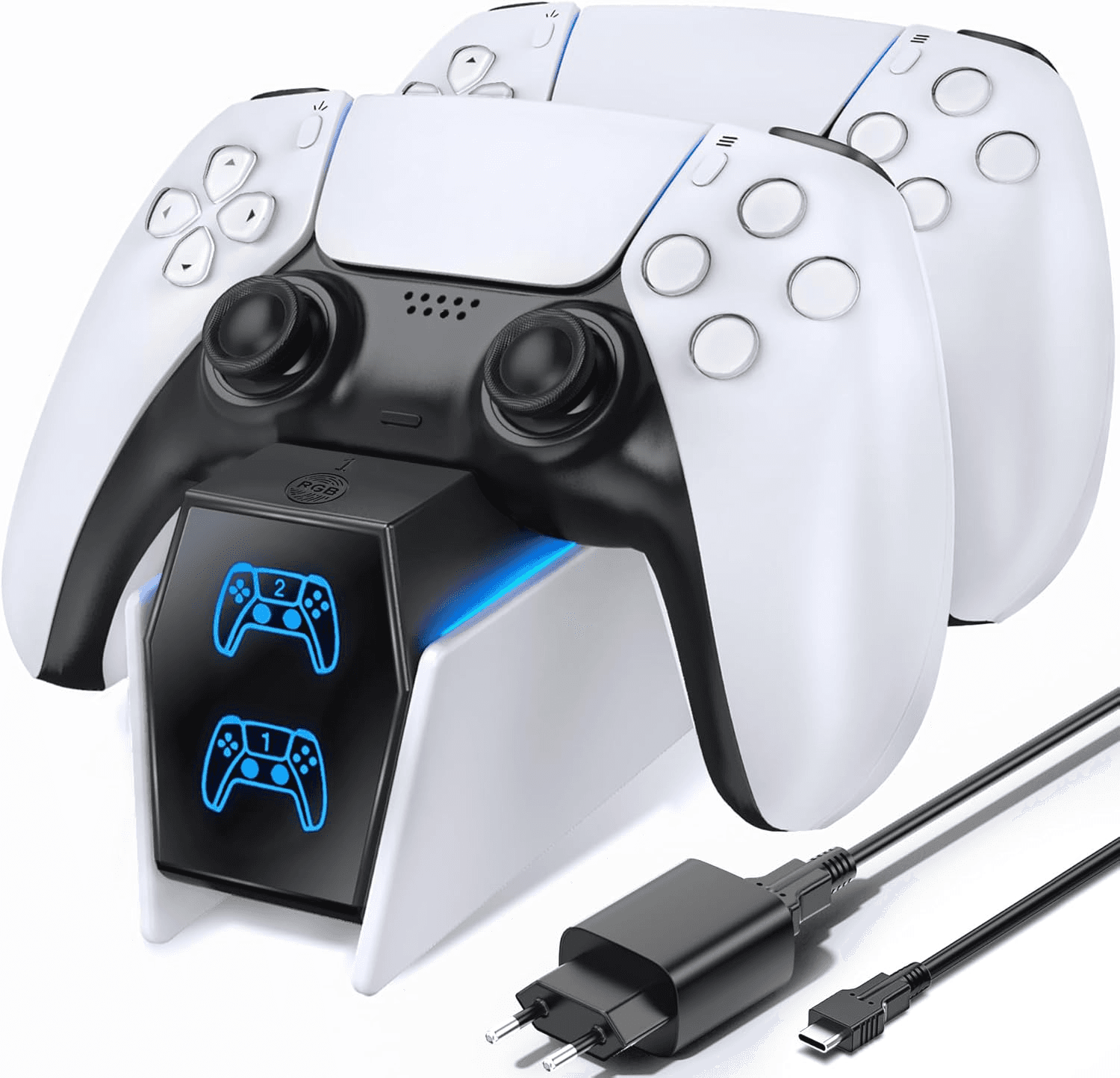 OIVO ▫️ Carregador de controlador PS5 com adaptador UE, base de carregamento rápido 2H para controlador PS5, acessórios PS5 para estação de carregamento PS5