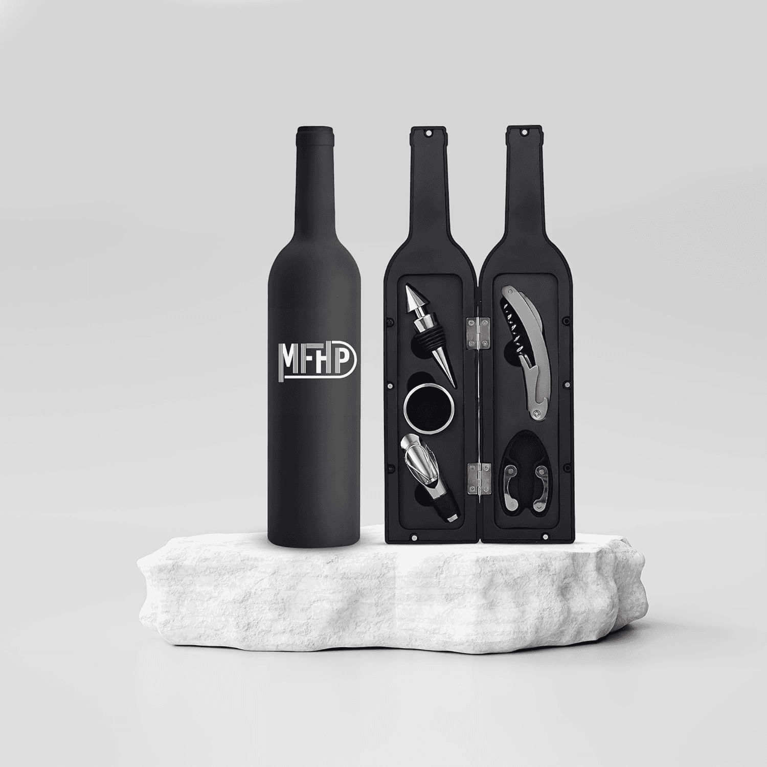 MFHP ▫️ Conjunto - Conjunto de vinho com saca-rolhas, cortador de cápsulas, anel de gotejamento, doseador e rolha de vinho - acessórios - Kit de saca-rolhas - Conjuntos de vinho - Presentes originais