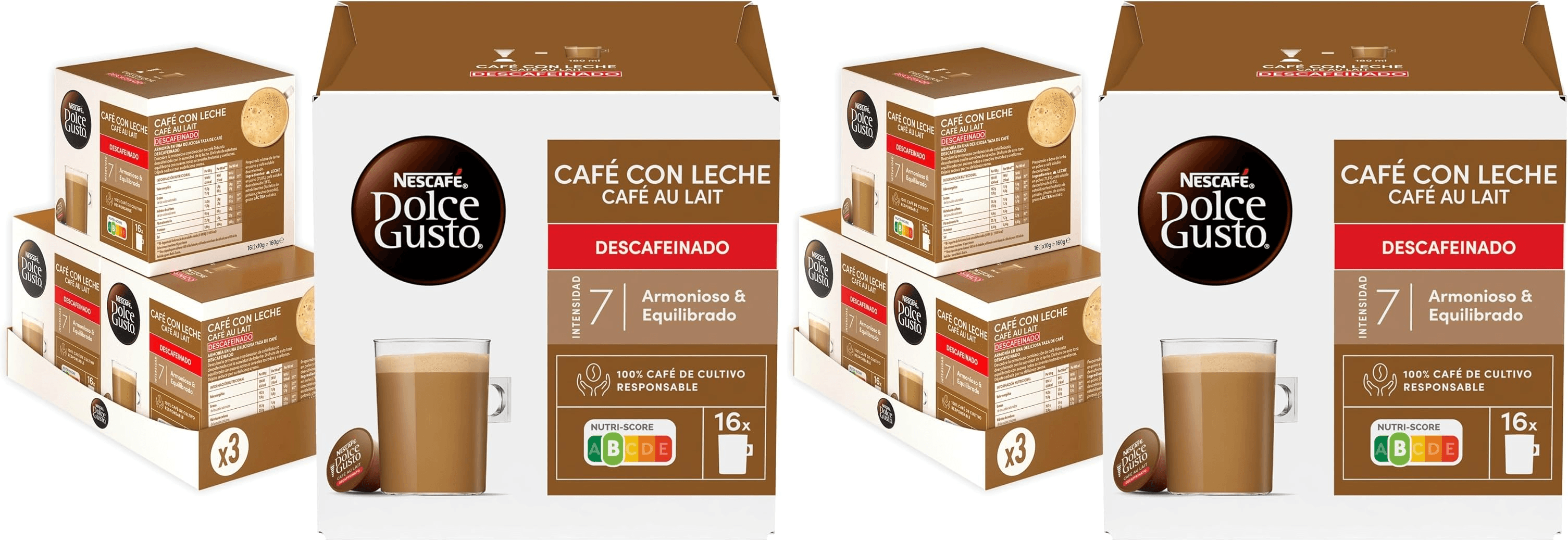 Nescafé Dolce Gusto ▫️ Café Descafeinado com Leite - Cápsulas de Café, 90 Cápsulas (3 x 30) - Original para máquinas de café Dolce Gusto