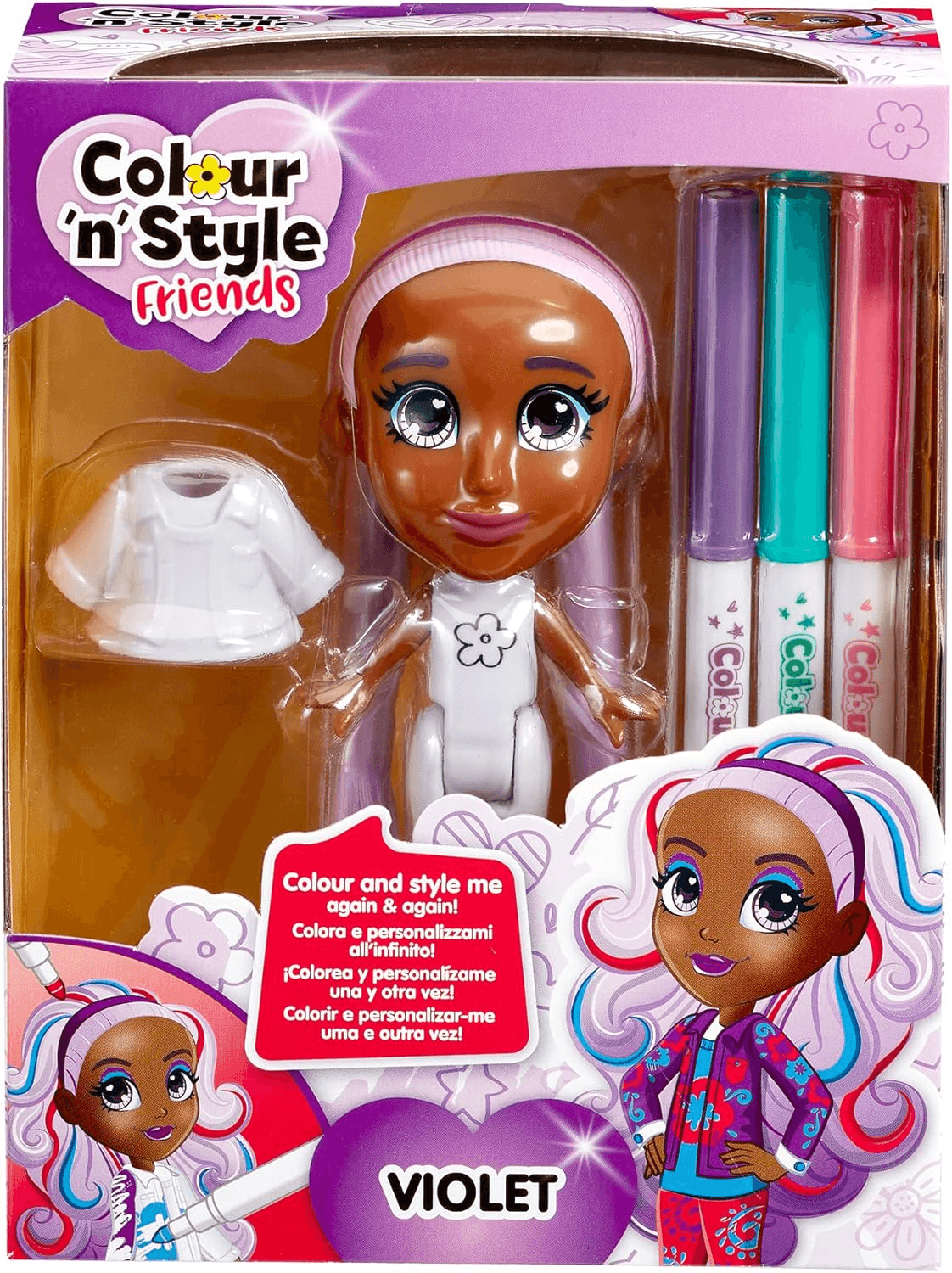 Goliath ▫️ Colour N Style Friends Colora e personalize a sua boneca uma e outra vez! Artes e ofícios, conjunto de artesanato com marcadores laváveis. Conjuntos para colorir. Marcadores de moda.