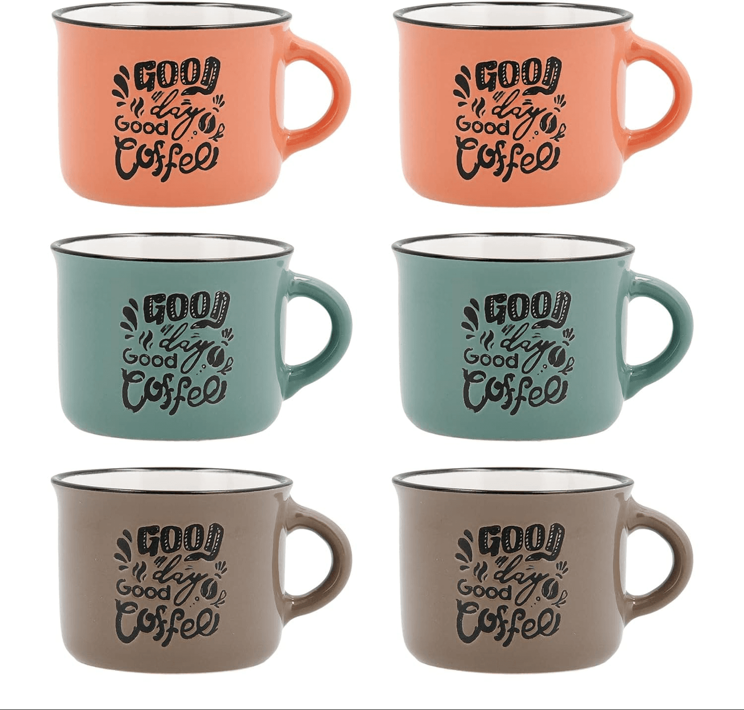 Quid ▫️ CONJUNTO DE 6 COPOS DE CERÂMICA ASSORTADOS