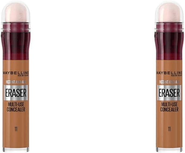 MAYBELLINE ▫️ Instant Age-Fighting Concealer Eraser, Under Eye & Blemish Concealer, Ultra Blendable Formula, 11 Tan (Embalagem de 2)