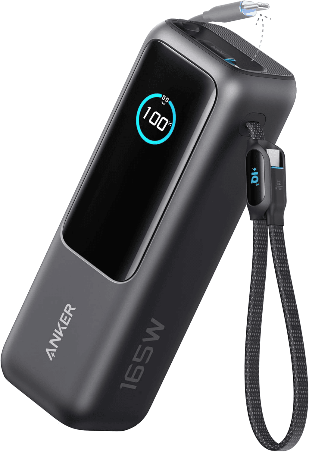 Anker ▫️ Zolo Power Bank (25K, 165W, USB-C incorporado e cabo retrátil) Carregador portátil de alta velocidade, 1 USB-C, 1 USB-A, bateria para iPhone 16/15/15 Pro/15 Pro Max/15 Plus, MacBook, Galaxy e muito mais