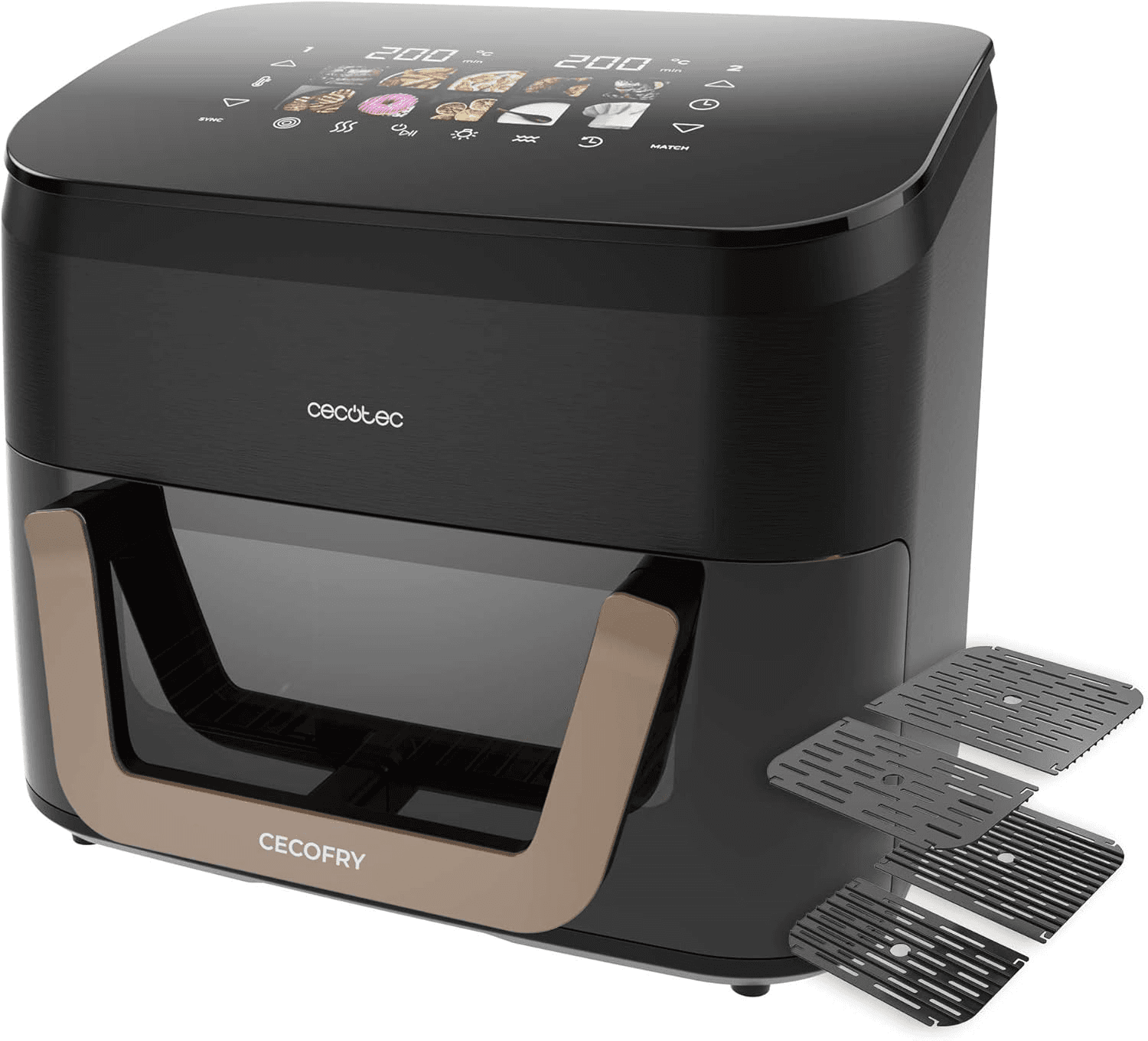 Cecotec ▫️ Air Fryer 11L com Triplo Grill e Fumador Cecofry&Grill Smokin' 11000 Plus. 2900W, Grill em cima e em baixo, dourado perfeito, sabor a carne grelhada, parede divisória móvel, Grill em cima e em baixo, Smokin' Smokin' 11000 Plus.