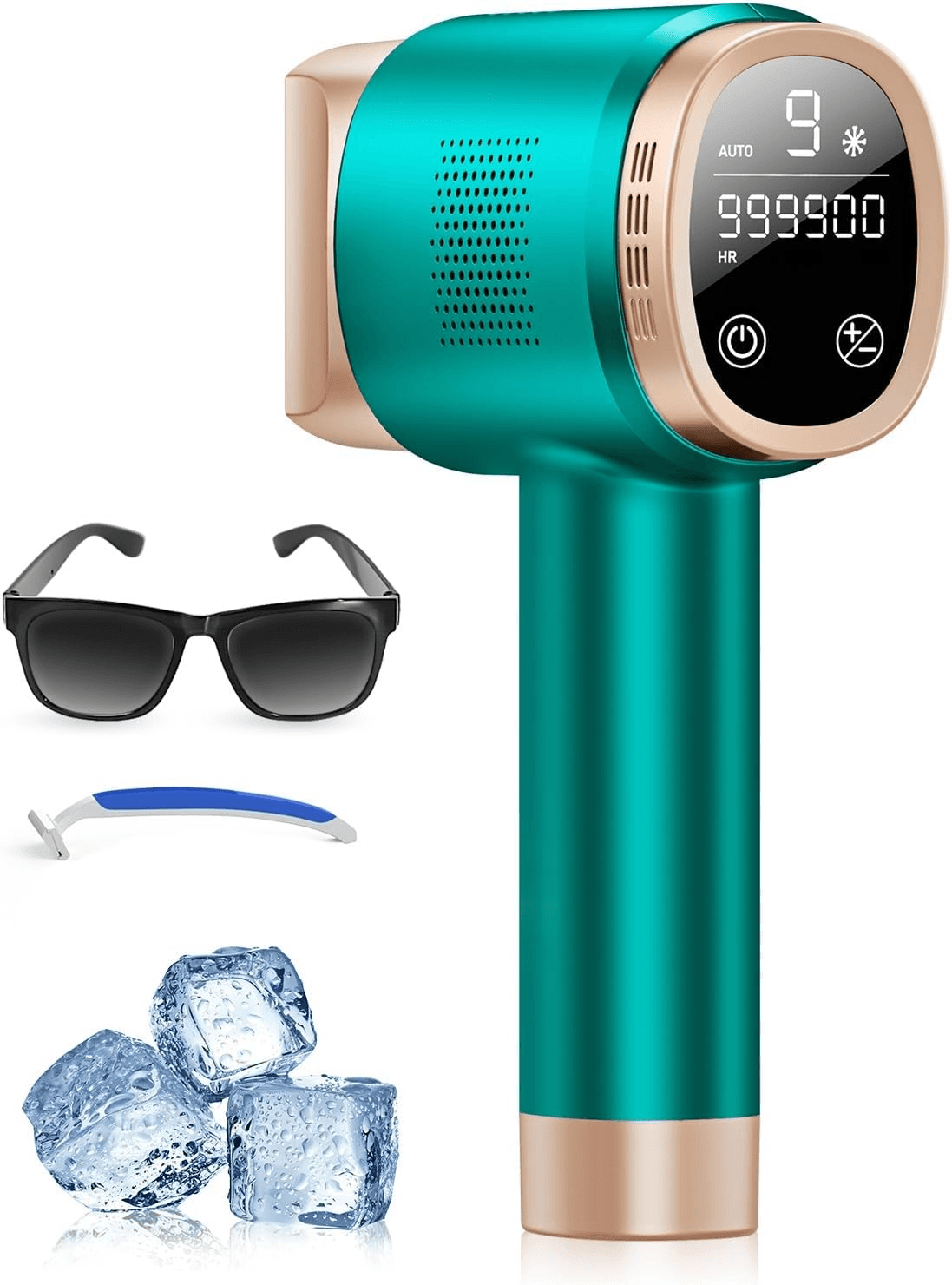 Deplite ▫️ Depilador a laser 21J com função de arrefecimento, depilador de luz pulsada 600-1200NM com 9 níveis de potência, ecrã tátil LCD para mulheres e homens, biquíni, axilas, rosto, corpo verde