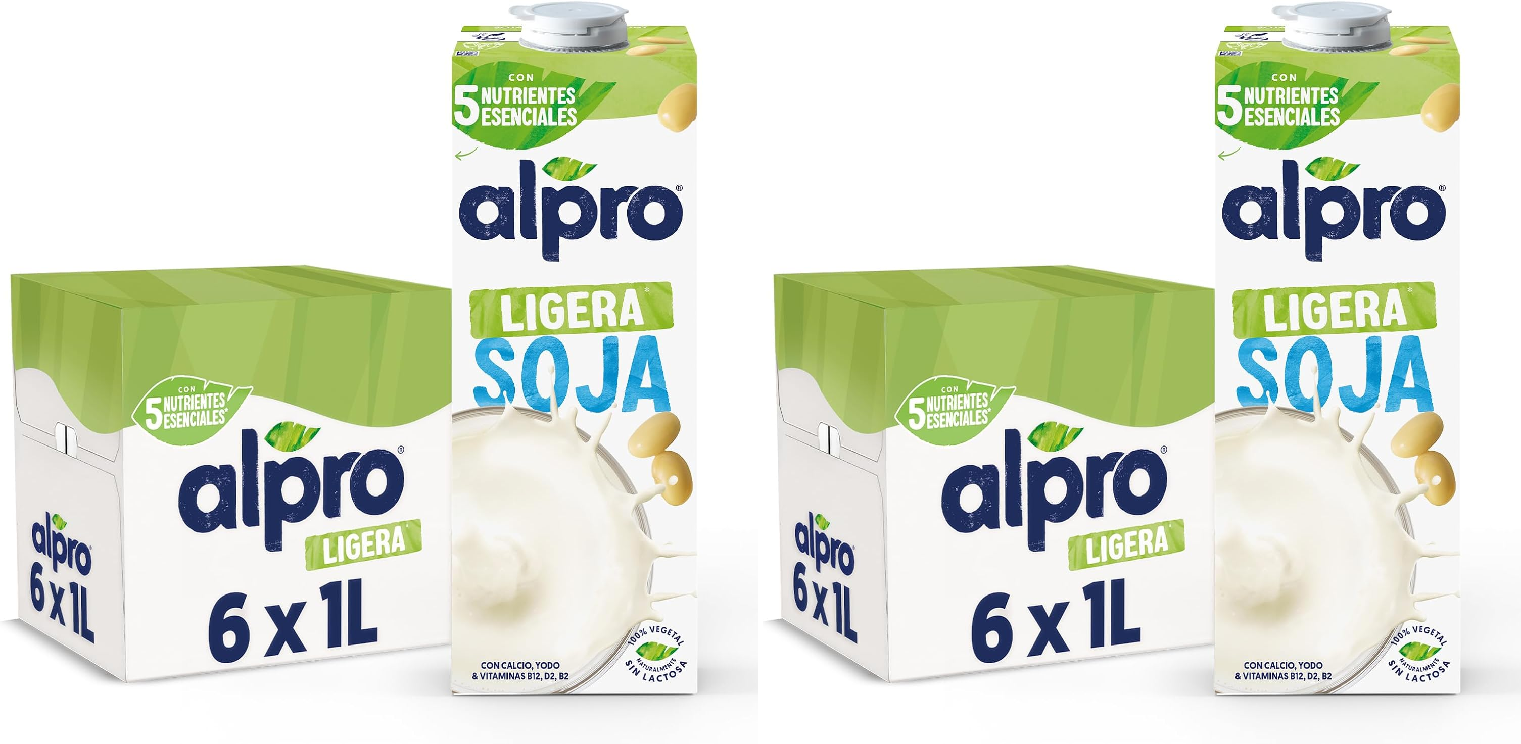 Alpro ▫️ Bebida vegetariana de soja Light - Embalagem de 6 x 1L