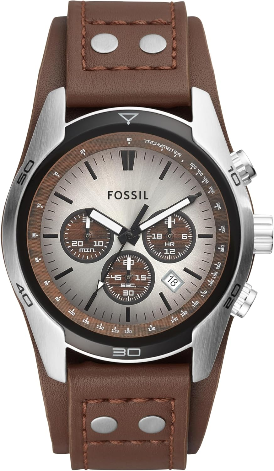 Fossil ▫️ Relógio de homem Coachman, movimento cronógrafo de quartzo