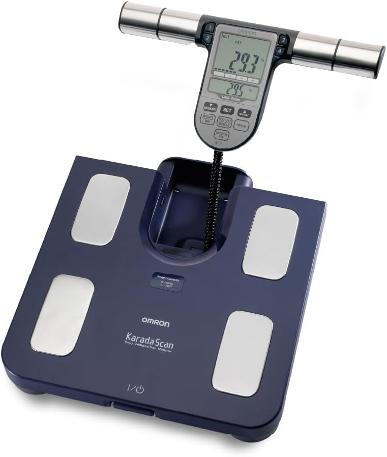 OMRON ▫️ Monitor de composição corporal BF511 clinicamente validado com 8 sensores de alta precisão para medições das mãos e dos pés.