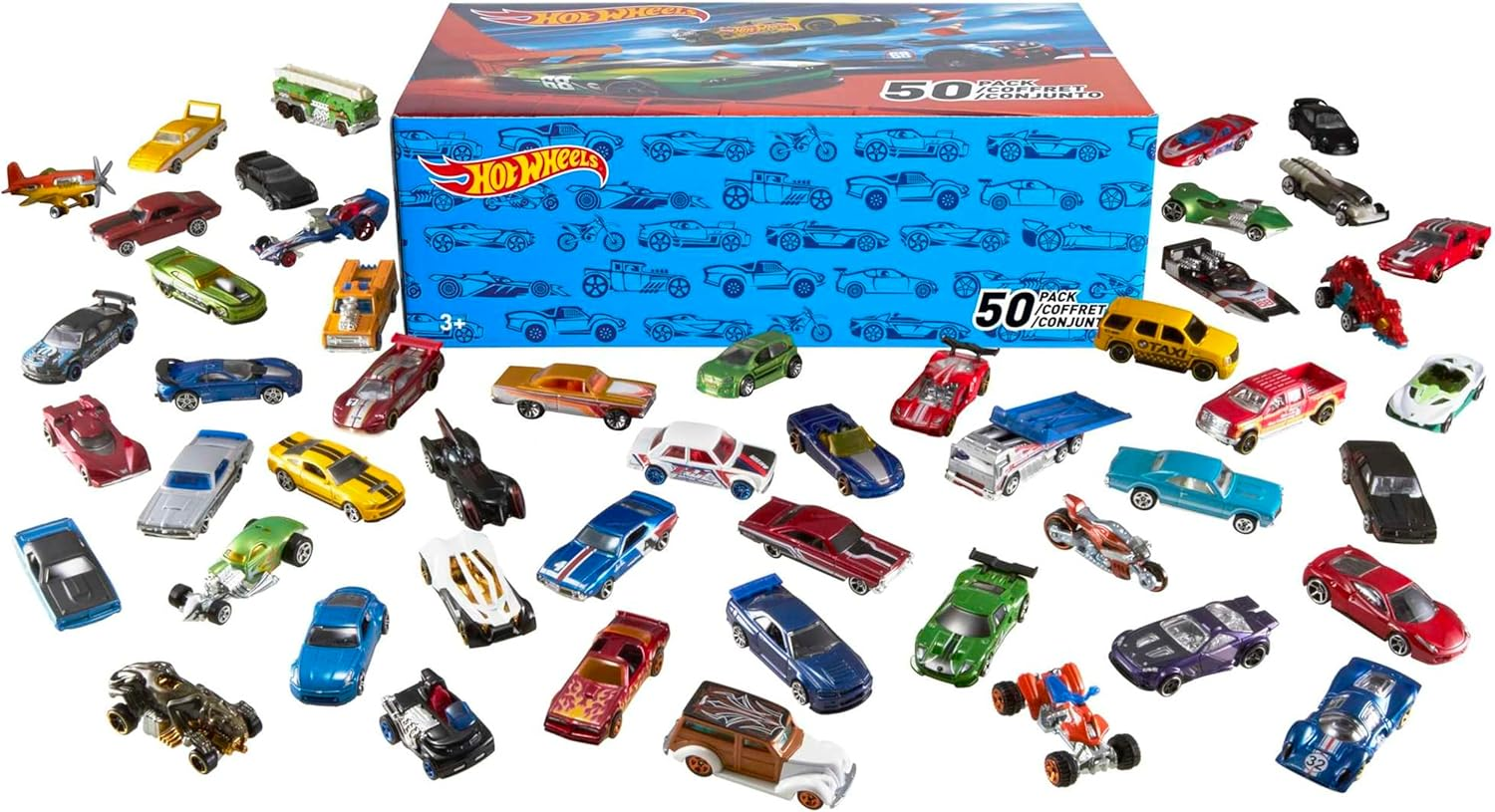 Hot Wheels ▫️ Pack 50 veículos carros de brincar (modelos variados, seleção aleatória), V6697