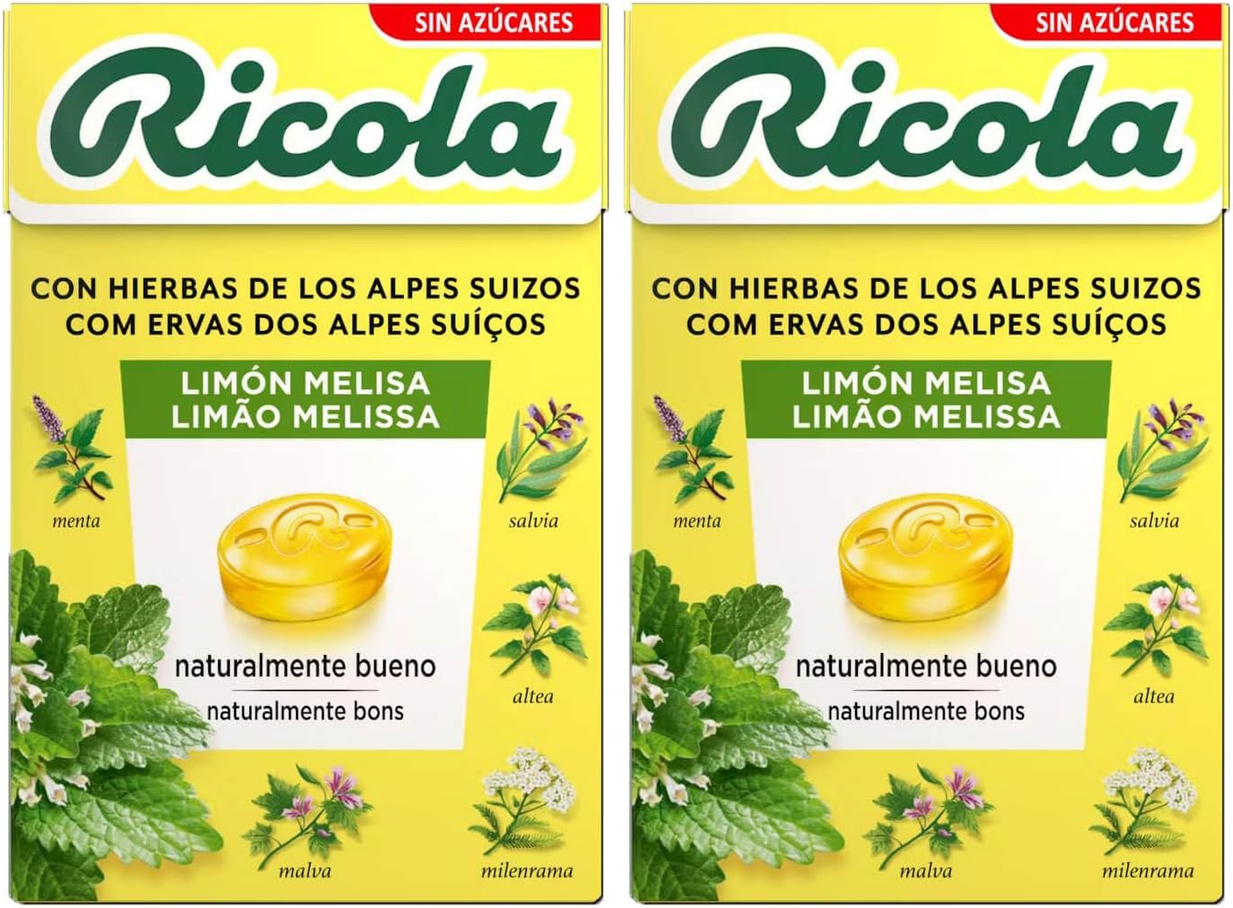 Ricola ▫️ Lemon Rebuçados de erva-cidreira sem açúcar 50 g