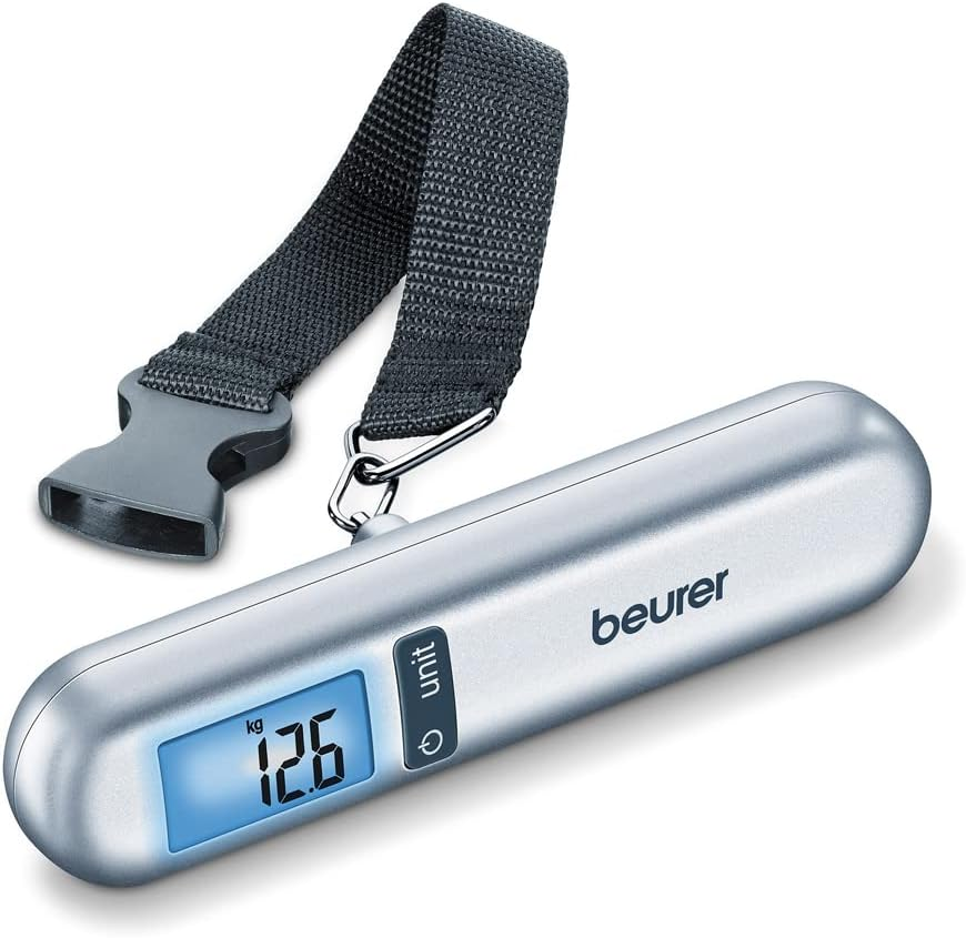 Beurer ▫️ Balança de bagagem LS 06, balança de bagagem digital com ecrã LCD, fita métrica de 1 m integrada para padrões de bagagem de mão, ideal para viagens, até 40 kg