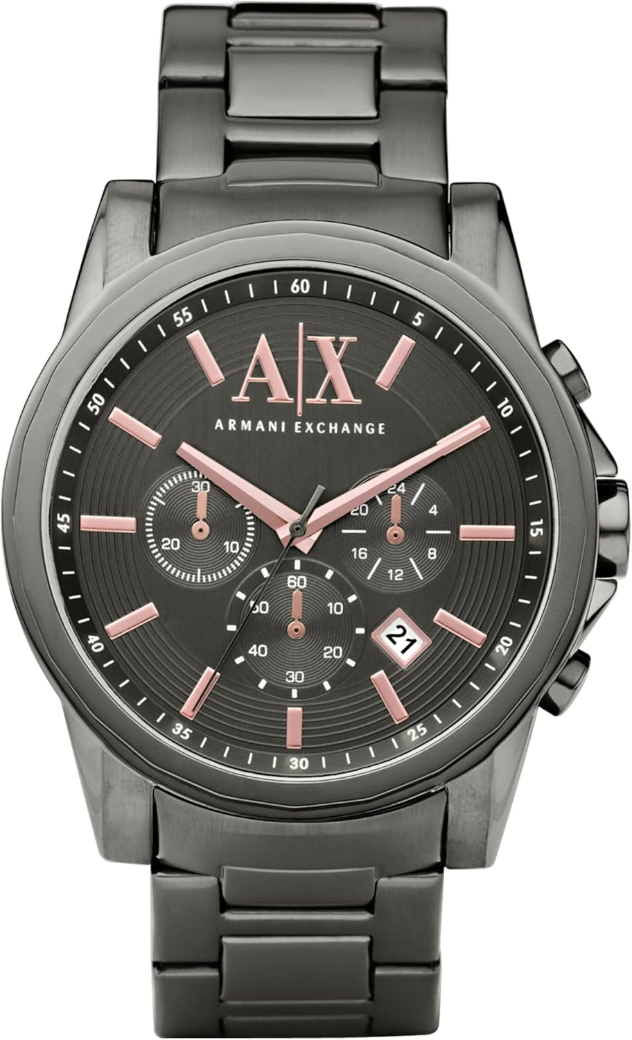 Armani Exchange ▫️ Relógio de pulso para homem, movimento cronógrafo de quartzo, caixa de 45 mm com bracelete em aço inoxidável
