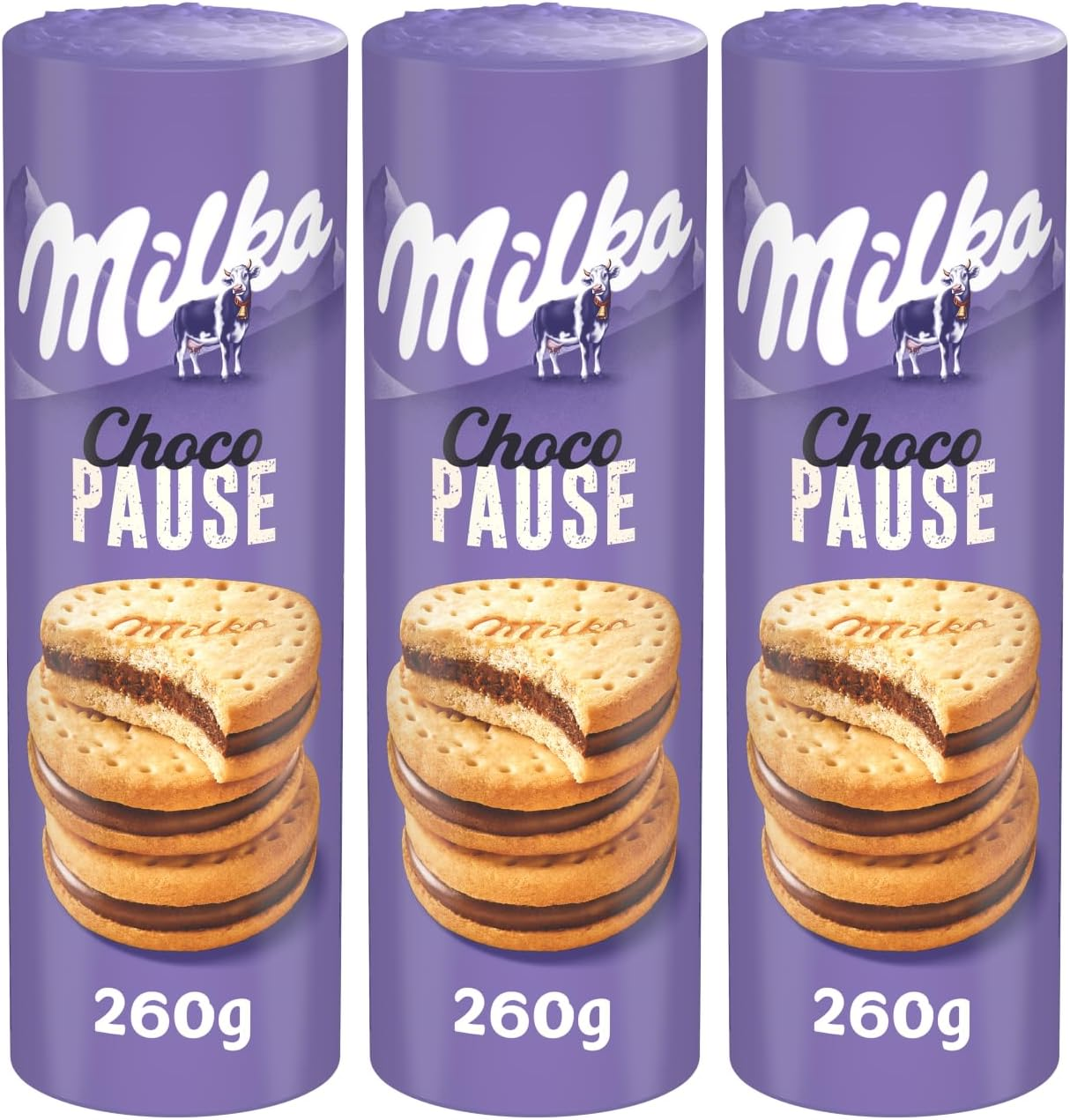 Milka ▫️ Choco Pause Bolachas Recheadas com Creme de Chocolate, 260g