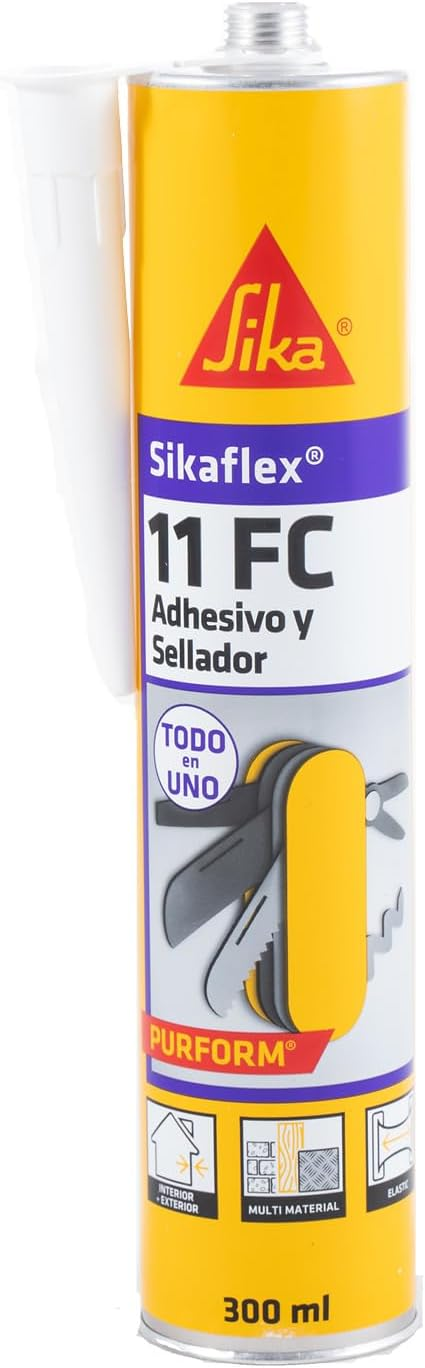 Sikaflex ▫️ SIKA - Massa adesiva multiusos - 11 FC Purform - Branco - Junta e cola - Selante de poliuretano multi-superfícies - Interior e exterior - 300ml
