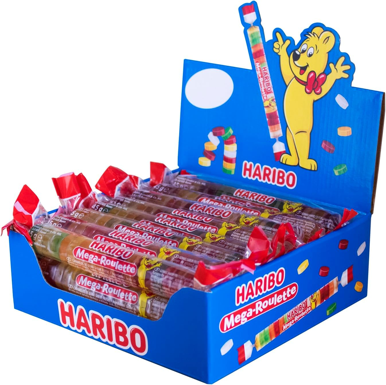 HARIBO ▫️ Mega Roulette Gomas - 45g cada embalagem, 1080 gr no total