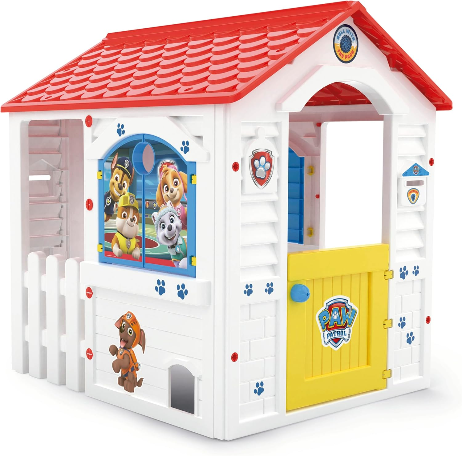 Chicos ▫️ Kids - Paw Patrol Casa de brincar interior/exterior | Plástico durável e resistente | Montagem/Desmontagem rápida e fácil | Branco com telhado vermelho (89526)