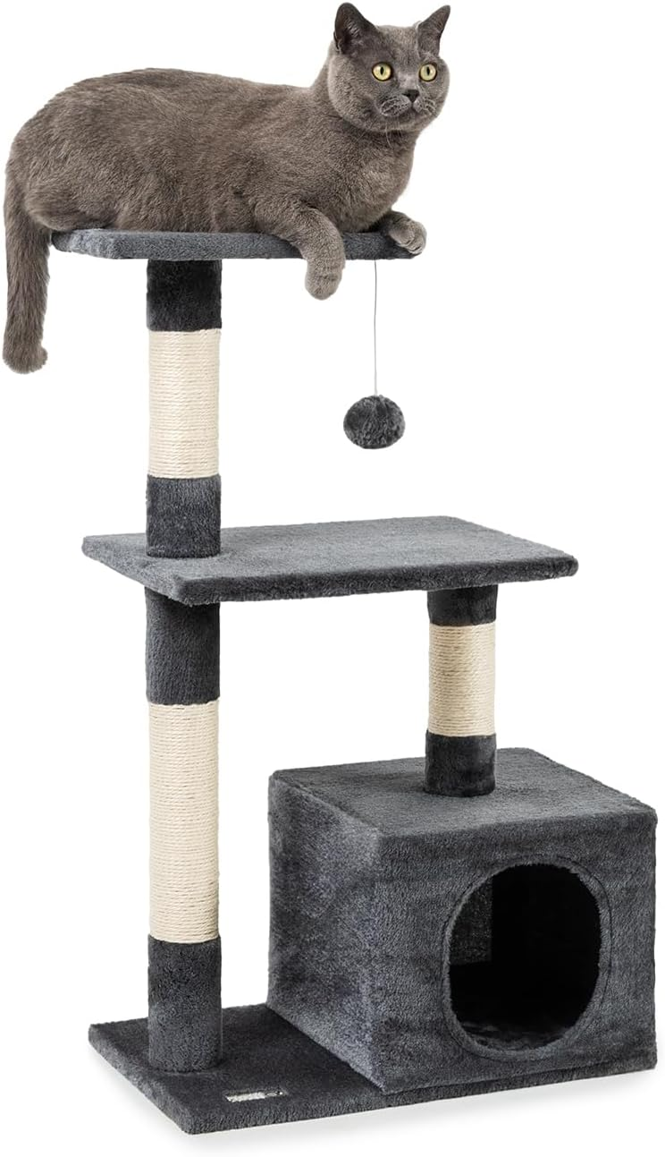 lionto ▫️ Árvore de arranhar para gatos Altura 85 cm, cinzento escuro