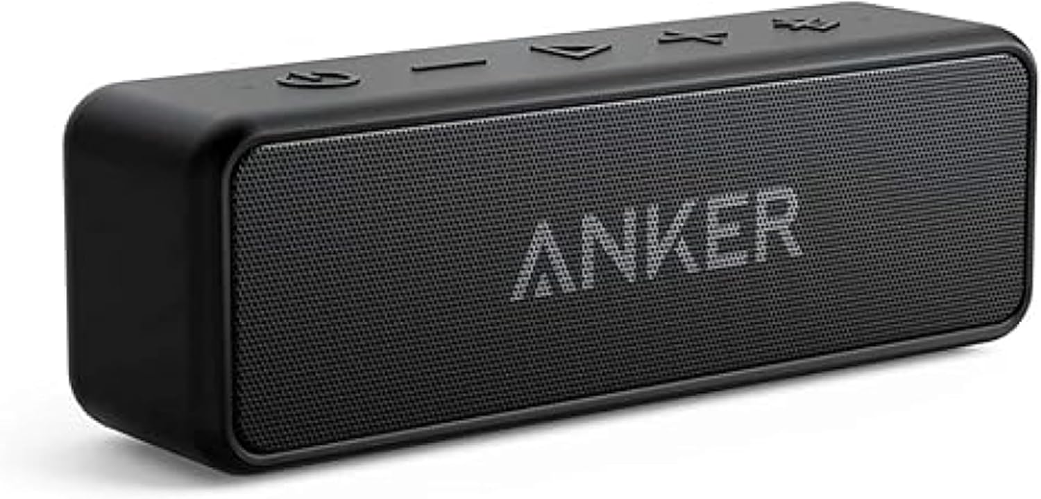 Anker ▫️ Altifalante Bluetooth portátil Soundcore 2 com som estéreo de 12 W, BassUp, à prova de água IPX7, 24 horas de reprodução, emparelhamento estéreo sem fios, para casa, exterior e viagens