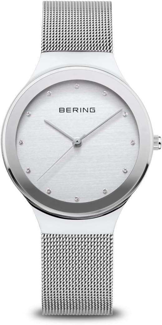 BERING ▫️ Relógio de Quartzo 12934 para mulher com caixa e mostrador em aço inoxidável de 34 mm, bracelete à milanesa, cristal de safira e resistência à água de 3 ATM