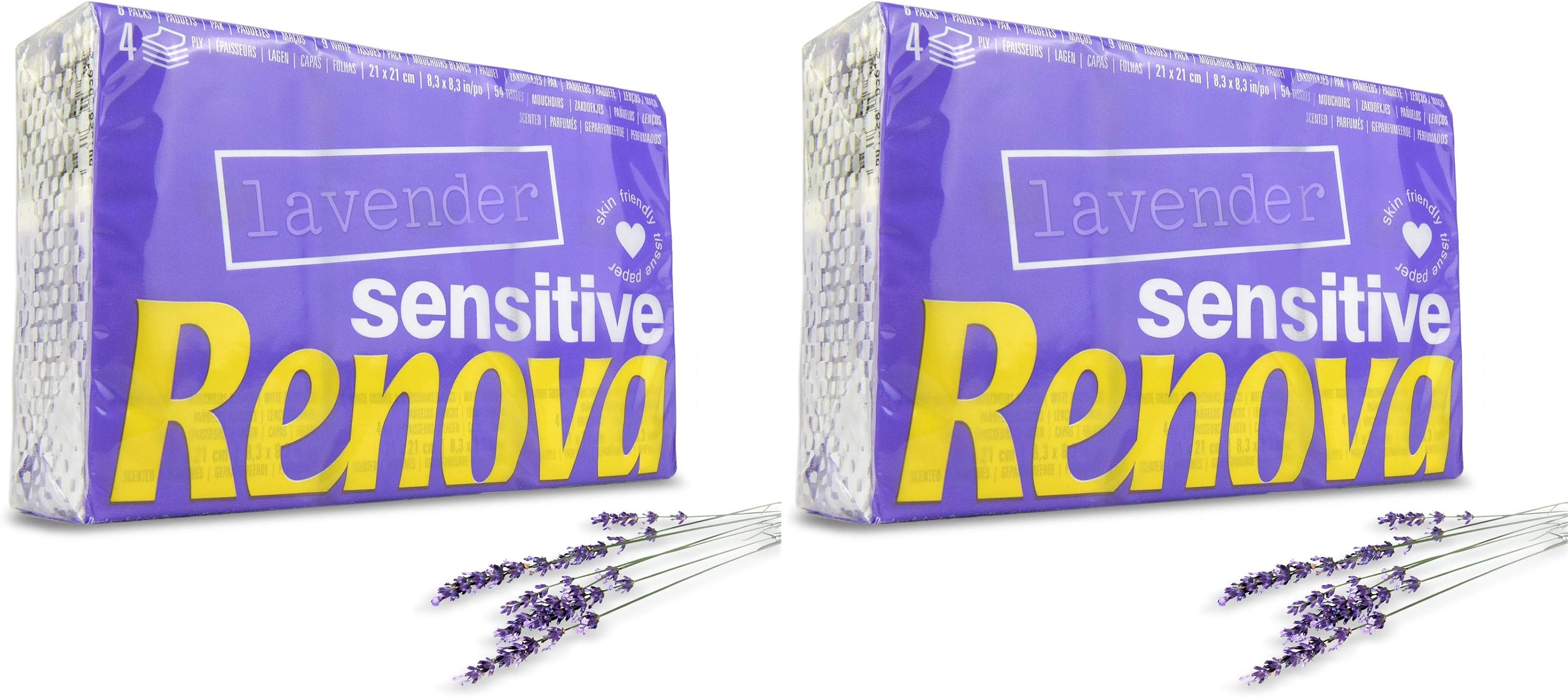 RENOVA ▫️ Sensitive Lavender Pocket Tissues - 6 pacotes Fragrância de lavanda (200072943)
