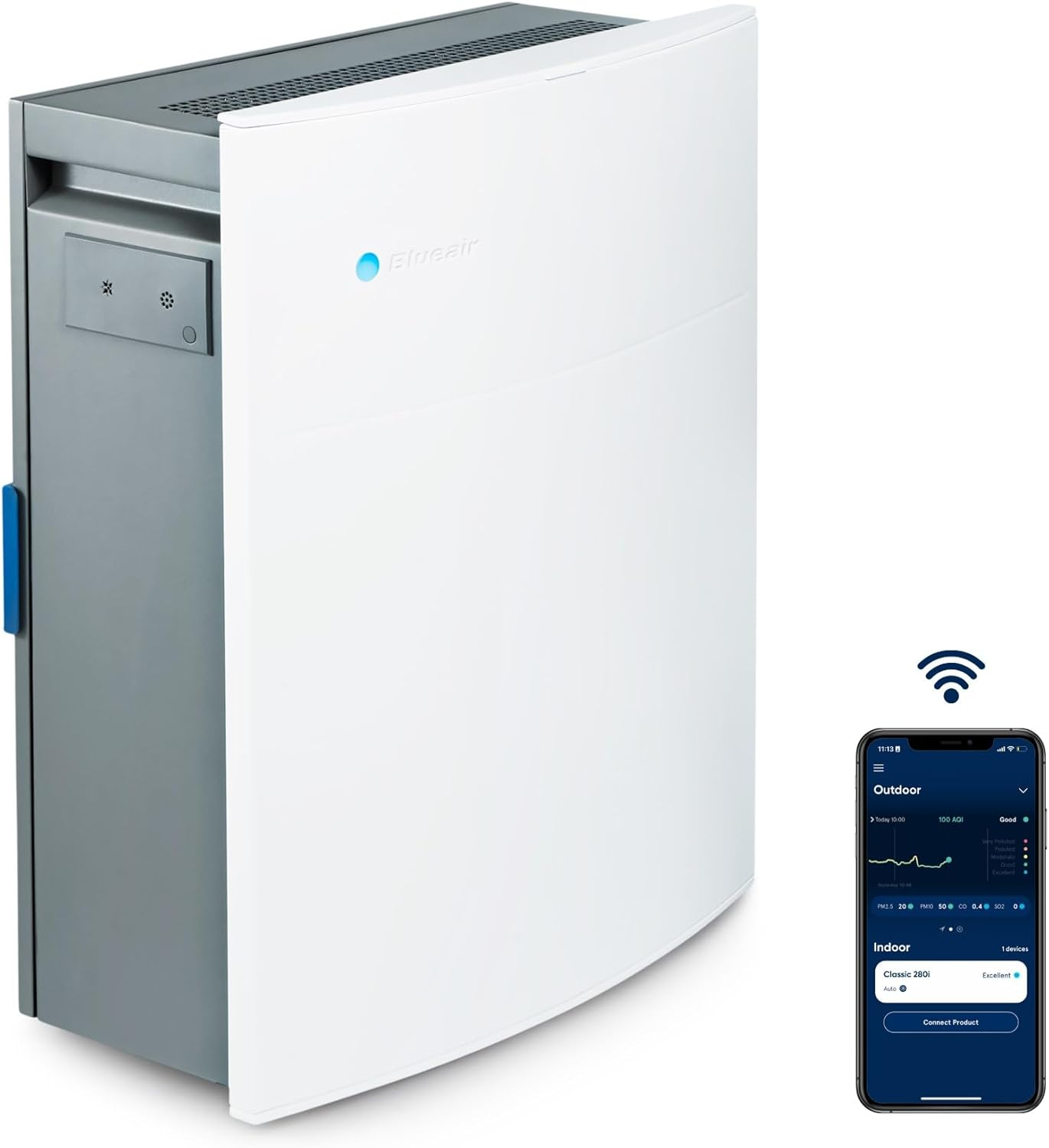 BLUEAIR ▫️ Purificador de ar silencioso Classic 280i HEPA com filtro SmokeBlock para até 52m², Branco