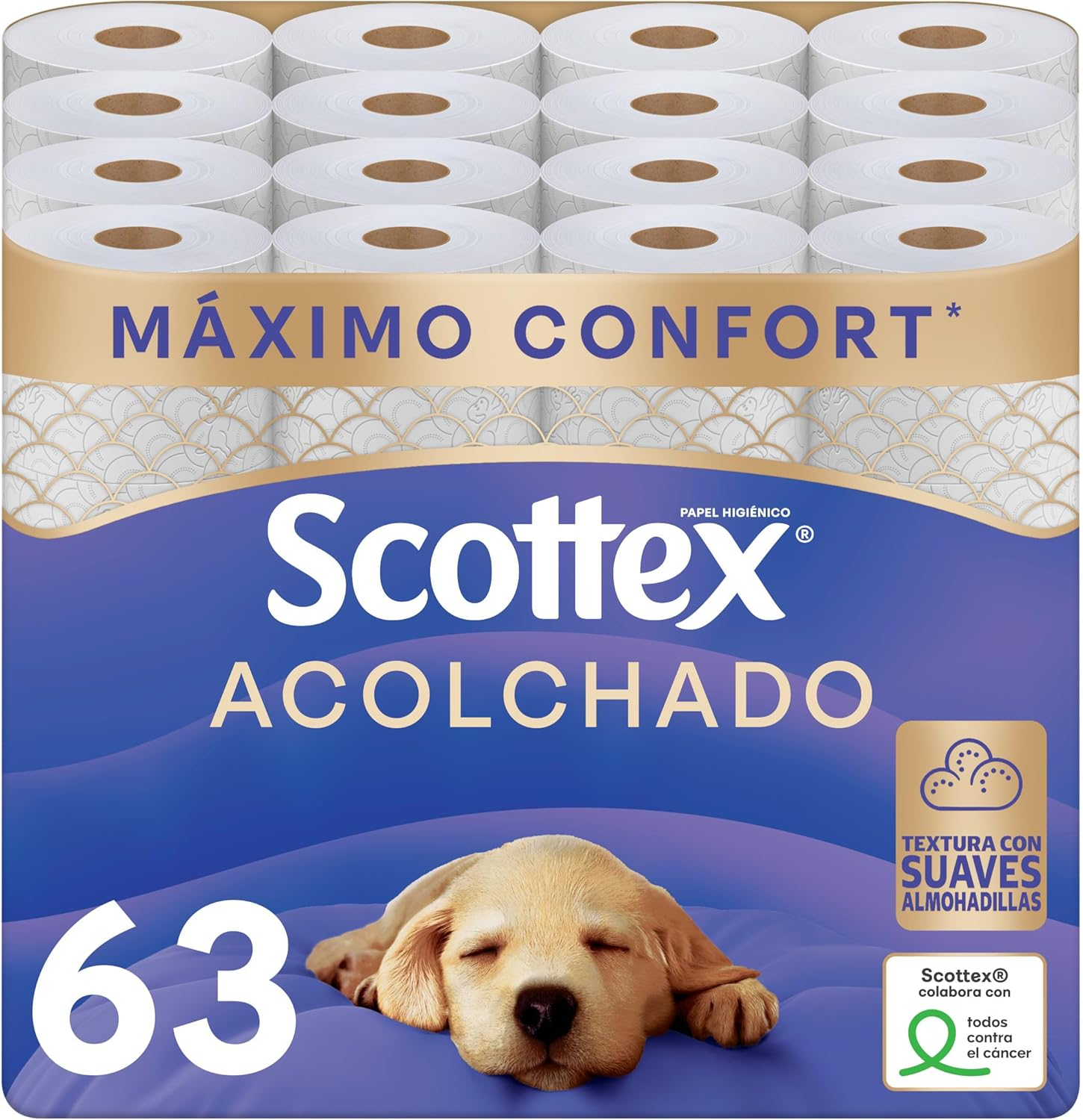 Scottex ▫️ Cushioned Toilet Tissue - 63 rolos (7 embalagens de 9 rolos)