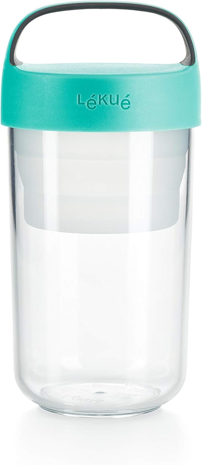 Lékué ▫️ Frasco hermético para guardar alimentos, comida, pequeno-almoço, lanche, Frasco para levar cor Turquesa, 600 ml