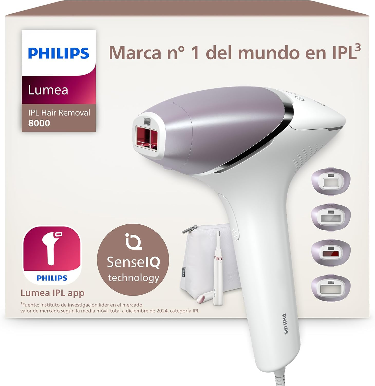 Philips ▫️ Lumea série 8000, aparelho de depilação por luz pulsada, alternativa à depilação a laser, tecnologia SenseIQ, 4 acessórios para o corpo, caneta aparadora compacta acetinada, BRI949/00