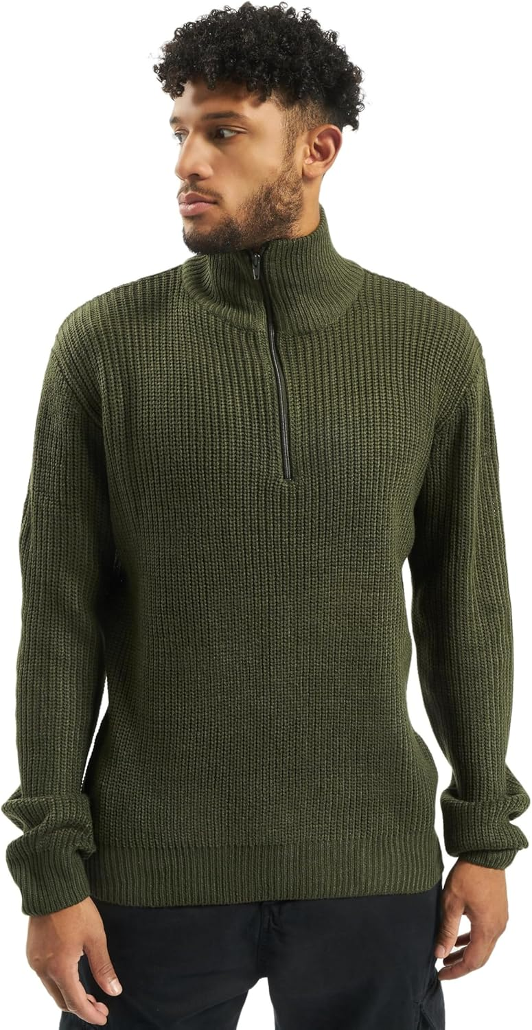 Brandit ▫️ Pulôver de malha regular preto Marine Troyer para homem