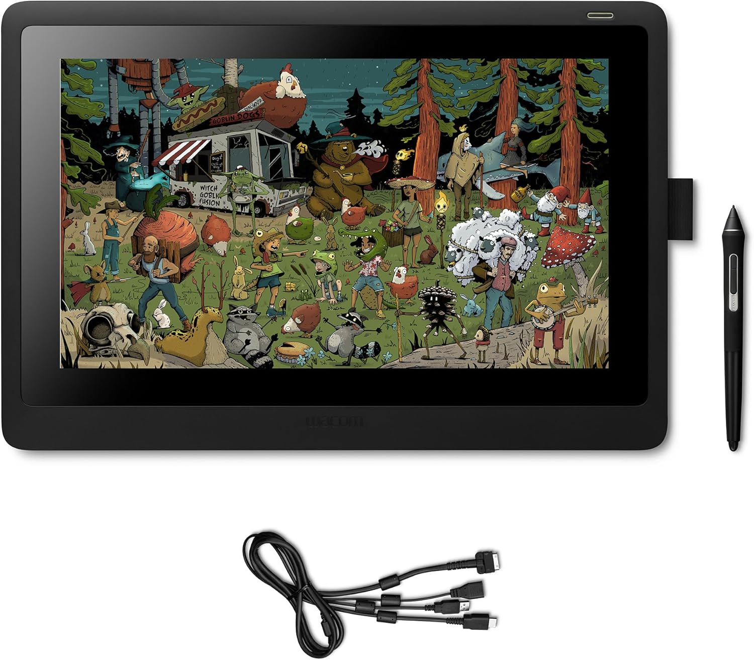 Wacom ▫️ Cintiq 16 - Caneta interactiva e monitor Pen Pro 2, LCD de 16" para desenho digital, resolução Full HD, compatível com Windows e SO, preto