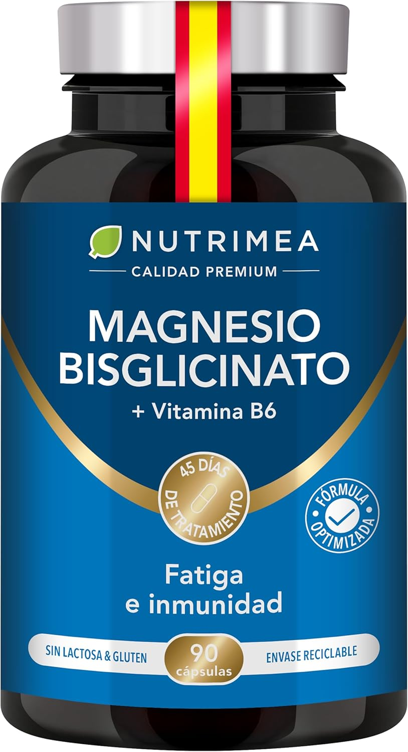 Laboratoires Nutrimea ▫️ Bisglicinato de Magnésio + Vitamina B6 Ativa - Máxima Absorção e Tolerância - Stress, Fadiga e Cãibras - Apoio Muscular e Nervoso - Vegan, Sem Glúten e Sem Lactose - 90 Cápsulas - Nutrimea