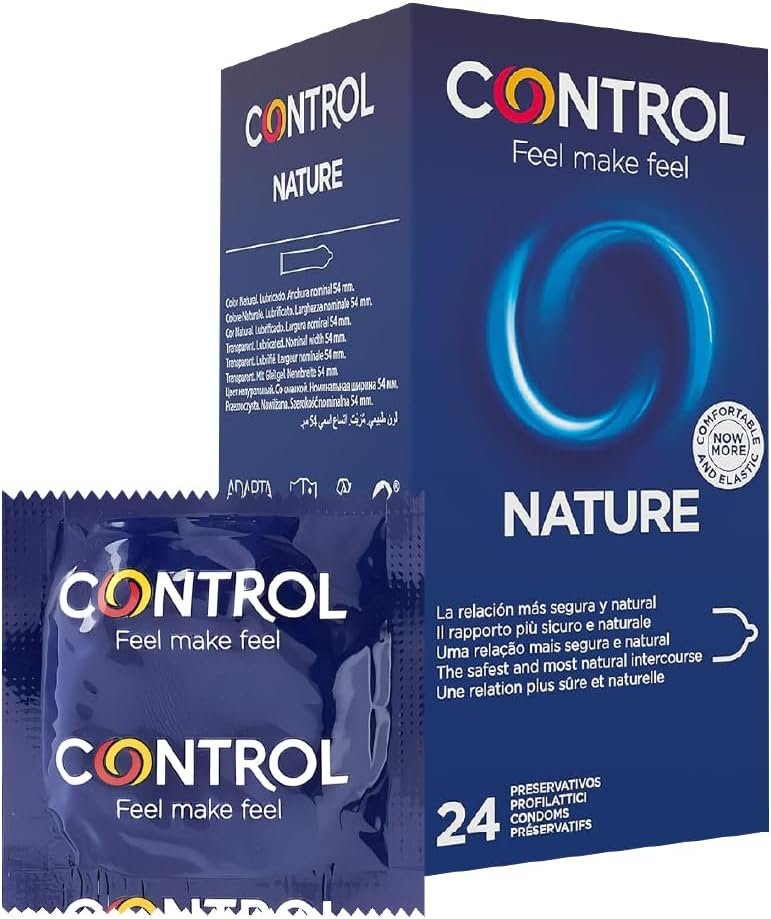 CONTROL ▫️ Preservativos Nature. Caixa de poupança Pack 24 preservativos para um prazer natural, lubrificado, sexo seguro, ajuste perfeito.