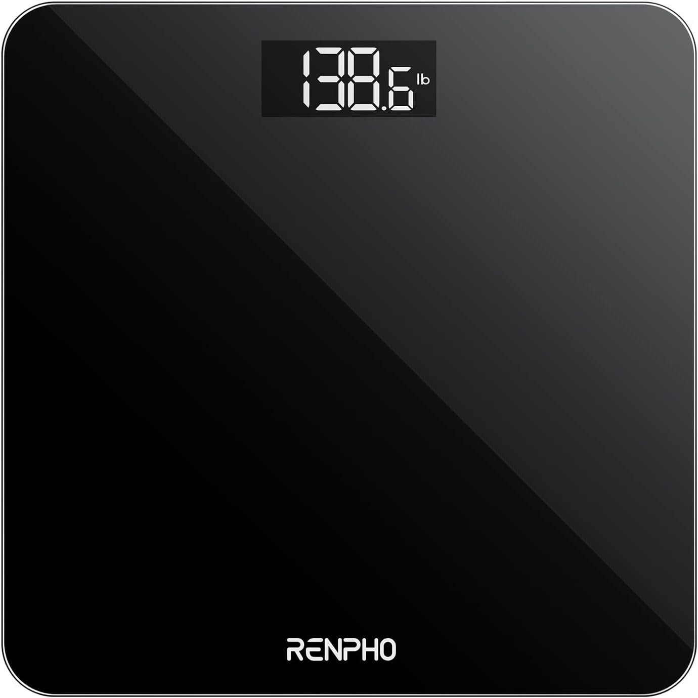 RENPHO ▫️ Balança de casa de banho digital balança de peso corporal de alta precisão com visor iluminado, precisão de graduação de 0,1 lb (50 g), tecnologia Step-On, 180 kg/400 lb, preto, Core 1S