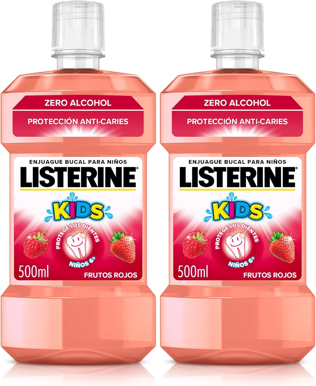 Listerine ▫️ Kids (1 x 500 ml), elixir bucal para crianças com mais de 6 anos, elixir bucal com 0% de álcool para gengivas e dentes, formulado com mais de 95% de ingredientes naturais, elixir bucal anti-cáries