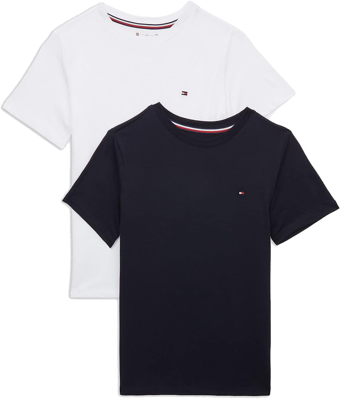 Tommy Hilfiger ▫️ Boys 2-Pack Organic Cotton Crew Neck T-Shirt, Desert Sky/White