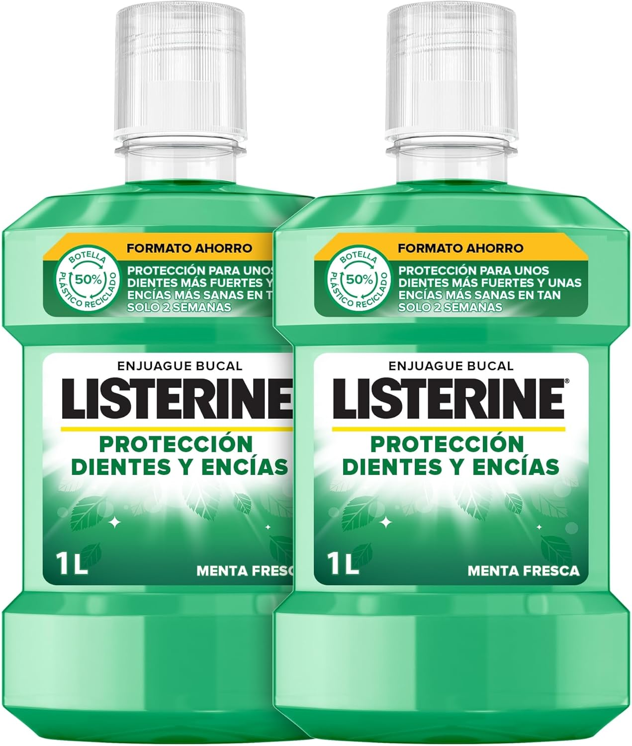 Listerine ▫️ Tooth & Gum Protection (embalagem de 2 x 1L), elixir bucal com flúor, elixir bucal com proteção 24 horas, elixir bucal para um hálito fresco duradouro,