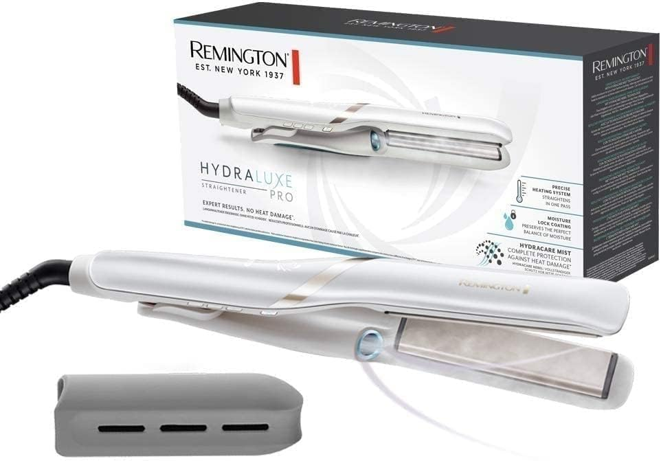 Remington ▫️ Alisador de cabelo Hydraluxe Pro, tecnologia Hydracare, placas flutuantes extra-longas, resultados profissionais, cerâmica, 5 temperaturas até 230°C, função Turbo, digital, S9001