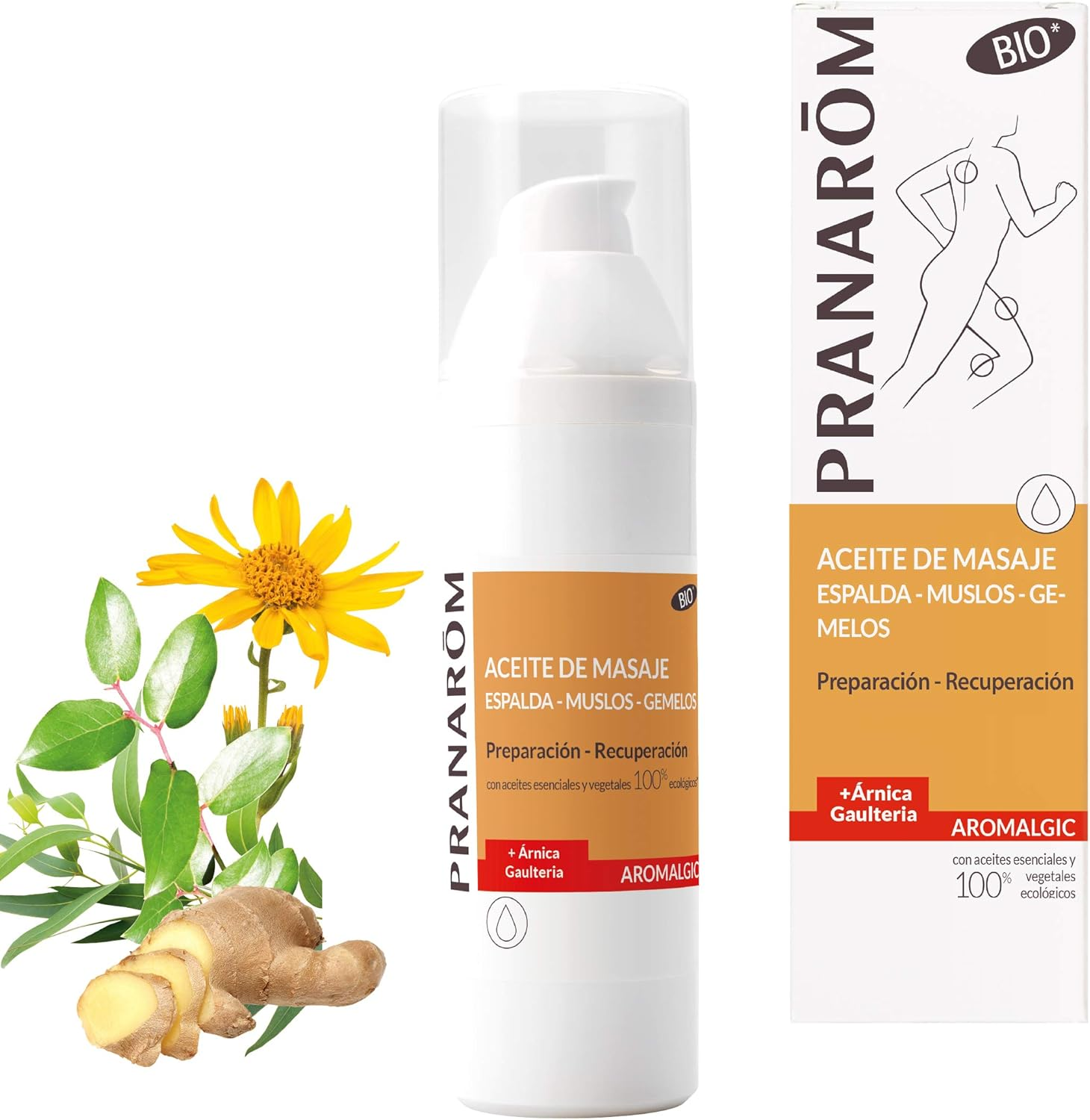PRANAROM ▫️ Aromalgic - Óleo de Massagem - Costas, Coxas, Panturrilha - Arnica e Wintergreen - Preparação, Recuperação, Articulações e Músculos - 100ml