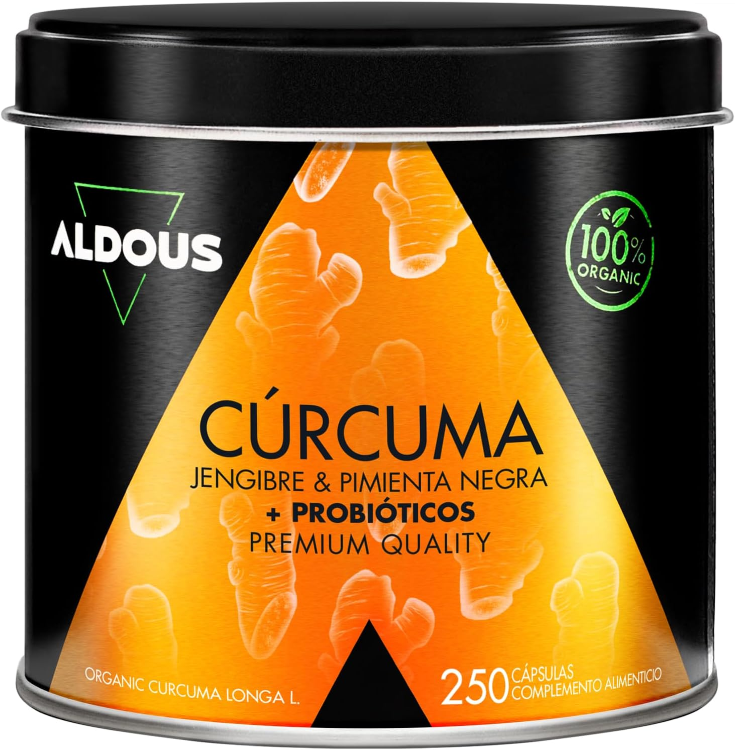 Aldous Bio ▫️ 250 PROBIÓTICOS + BIO Cúrcuma com Gengibre e Pimenta Preta Cápsulas - 1460mg - com Curcumina e Piperina - Anti-inflamatório Natural - Fórmula Avançada - Certificação Biológica
