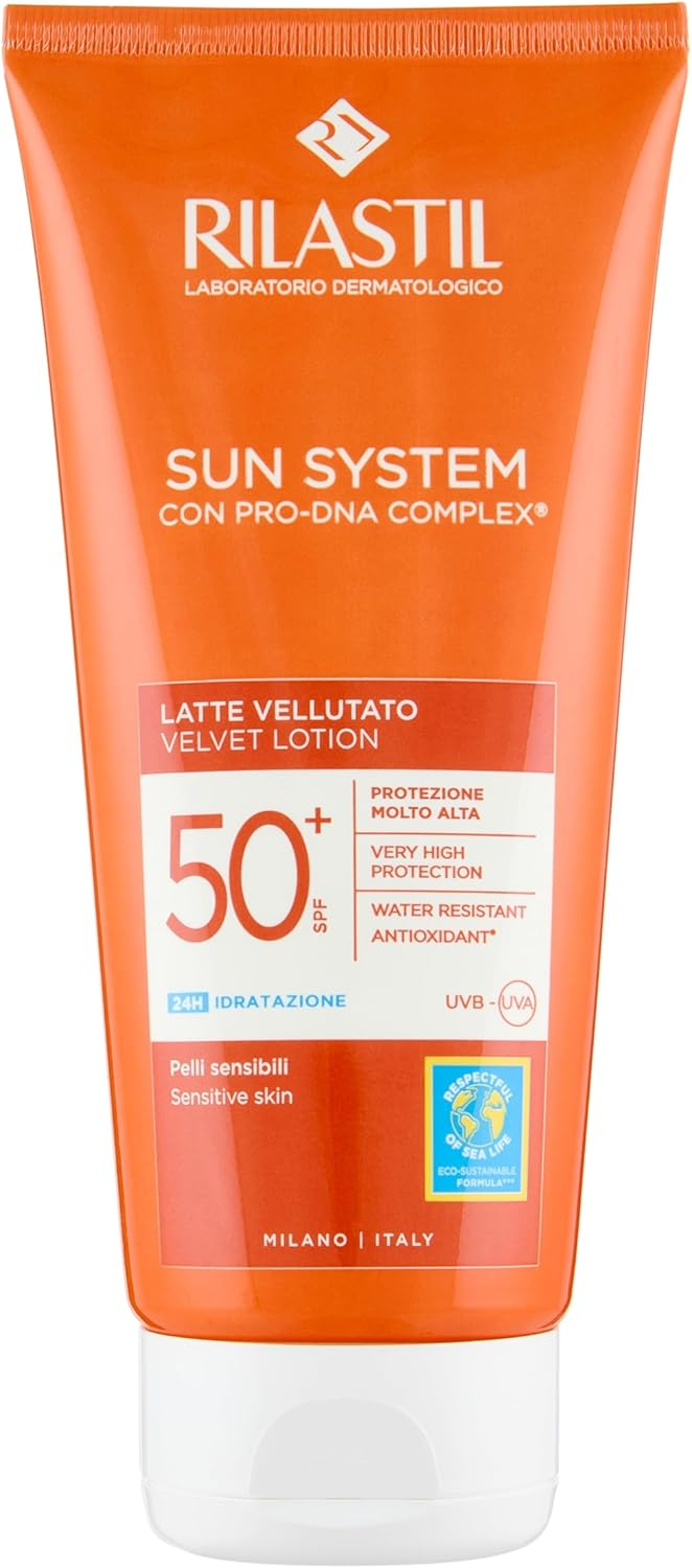 Rilastil ▫️ Sun System - Fotoprotector Corporal Velluto com FPS 50+, Amigo do Ambiente e Resistente à Água, 200 Mililitros