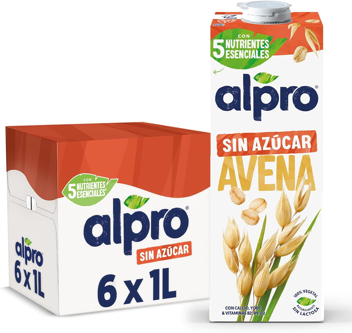 Alpro ▫️ Bebida de aveia vegetal sem açúcar - Embalagem de 6 x 1L