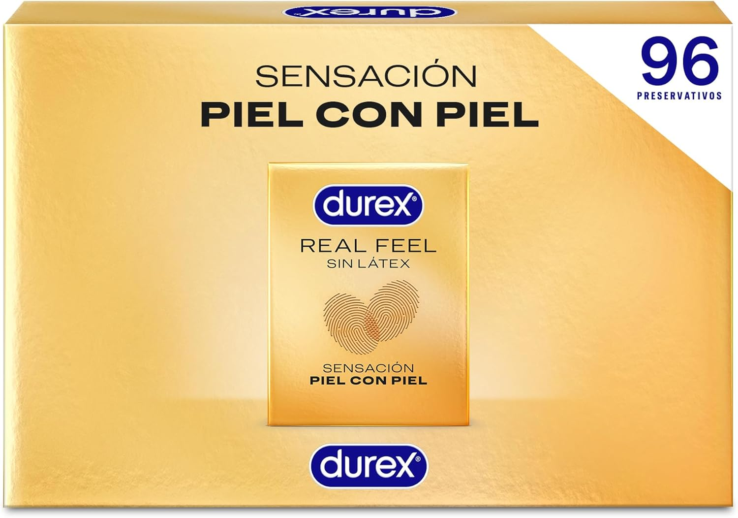 Durex ▫️ Preservativos Real Feel, sem látex, embalagem com 96 preservativos
