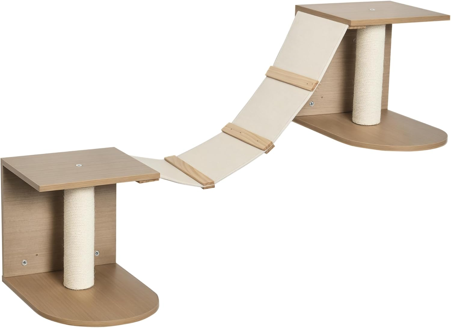 PawHut ▫️ Cat Wall Racks Cat Fabric Cat Stairs with Platforms and Sisal Scratching Posts Climbing Activity Centre 129x40x31,5 cm Light Brown