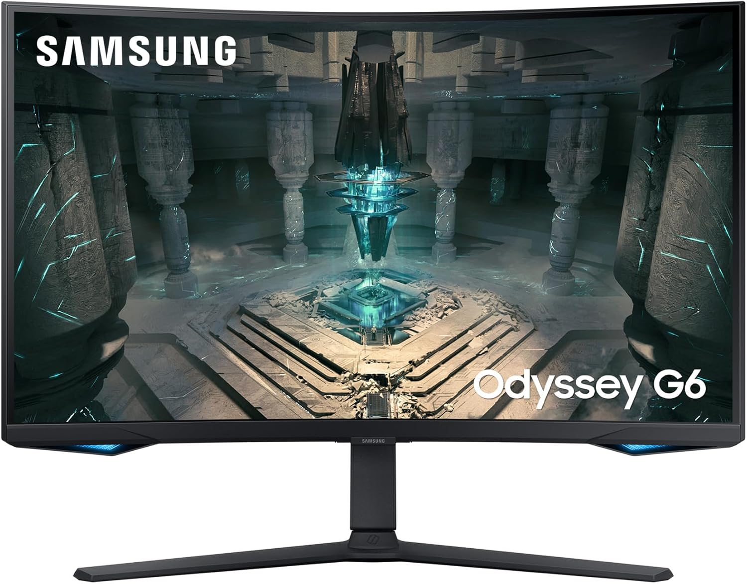 Samsung ▫️ Monitor LS32BG652EUXEN Odyssey G6 Curvo 32'' com resolução QHD e taxa de atualização de 240 Hz, 1 ms, DisplayHDR 600, QHD (2560x1440) FreeSync Premium Pro