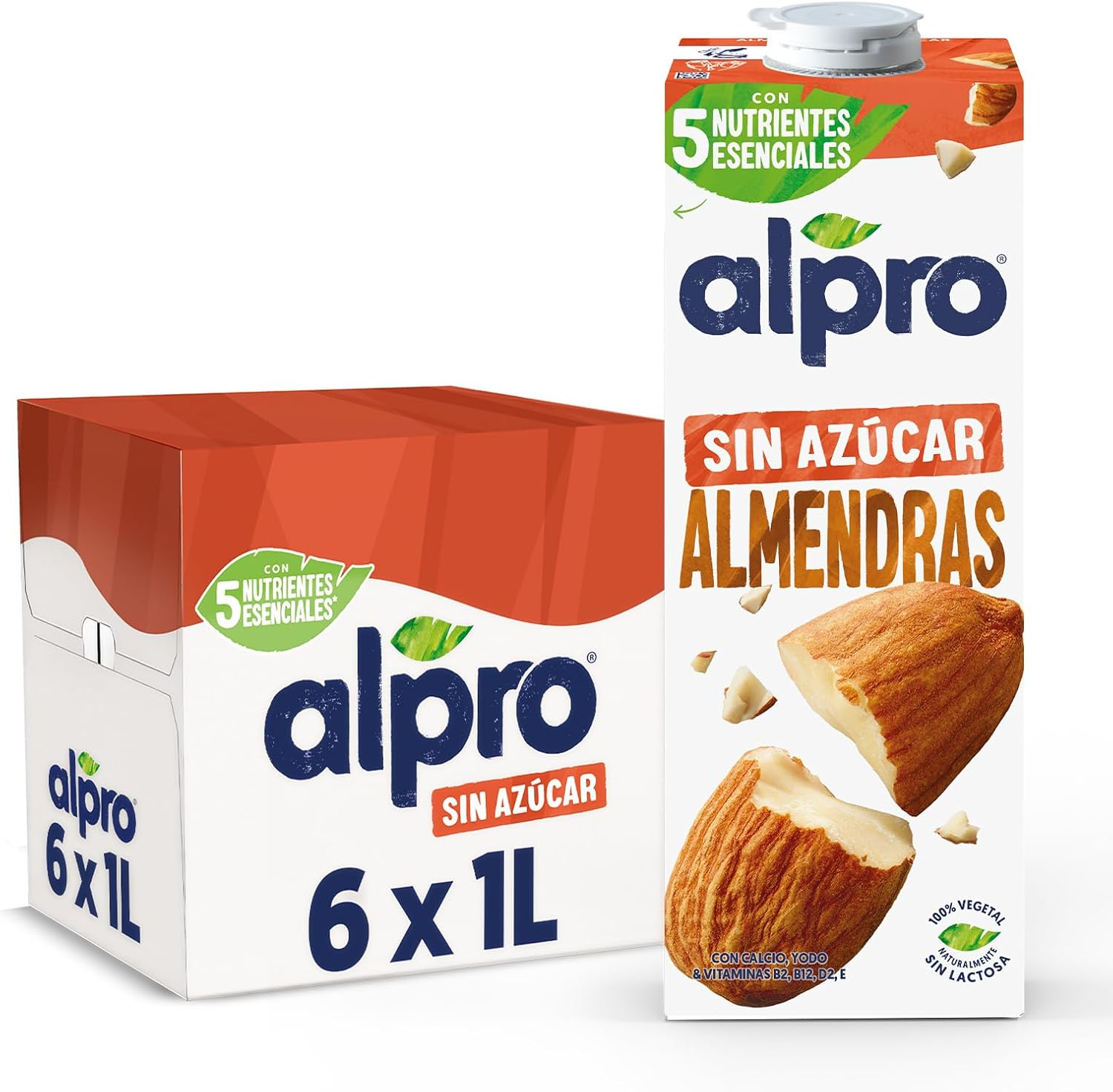 Alpro ▫️ Bebida vegetal de amêndoa sem açúcar - Embalagem de 6 x 1L