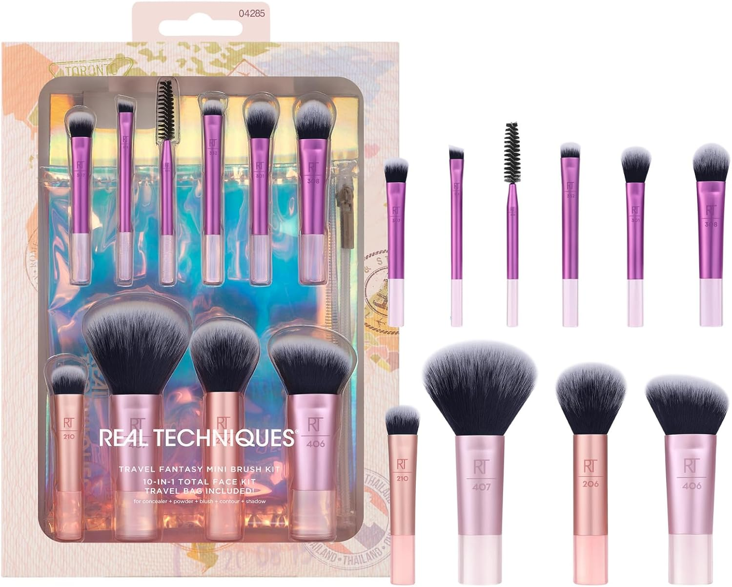 REAL TECHNIQUES ▫️ Real Technique Travel Fantasy Mini Brush Kit, pincéis de maquilhagem para sombras, iluminador, conjunto de 11 peças