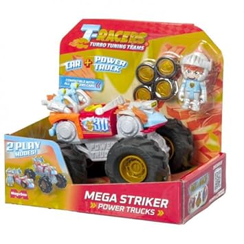 T-RACERS Power Truck Mega Striker - Super veículo com 1 condutor exclusivo e 1 veículo exclusivo. Compatível com outros carros T-Racers