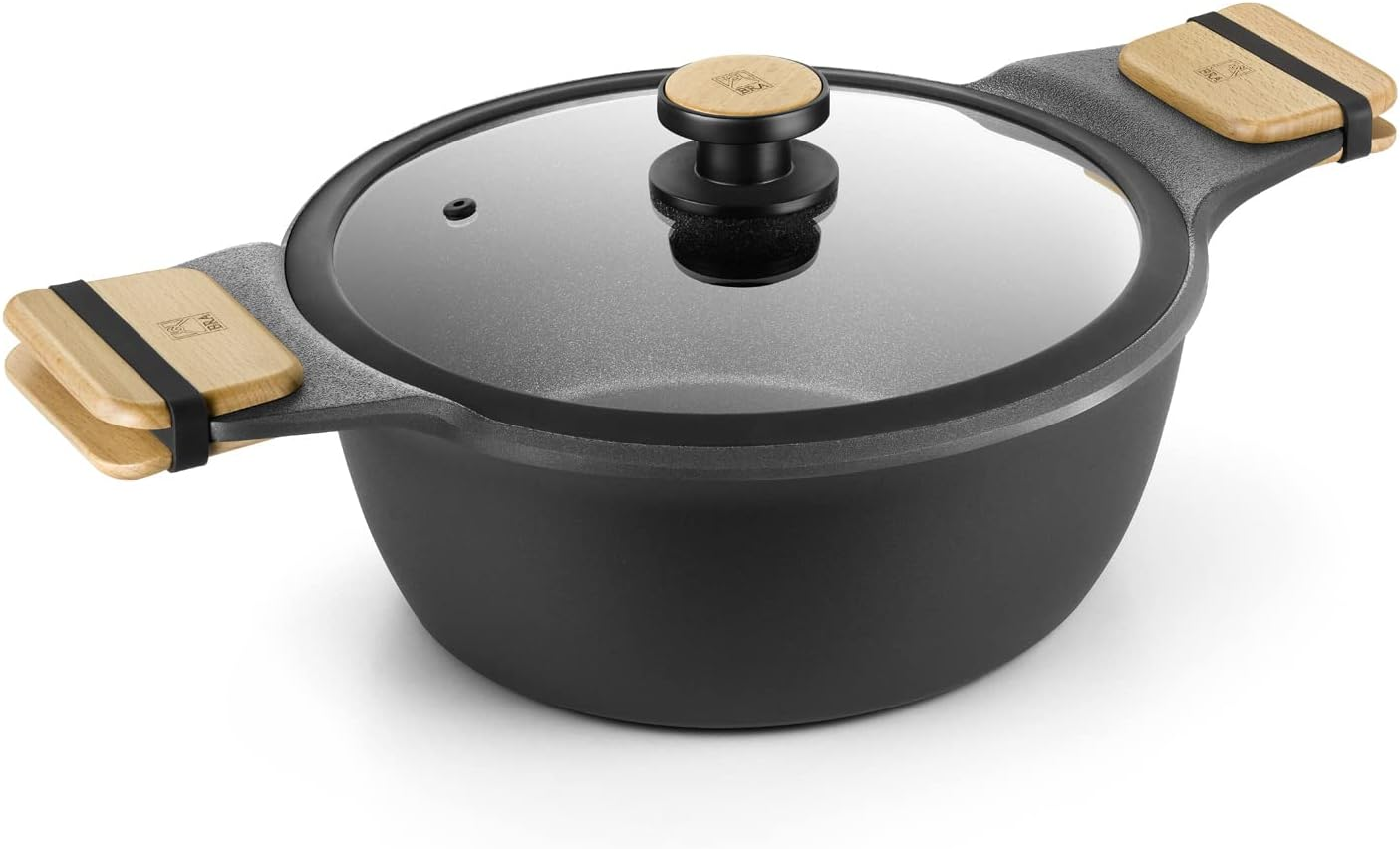 BRA ▫️ Caçarola Market com 20 cm de altura, alumínio fundido com revestimento antiaderente, sem PFOA, adequada para todos os tipos de fogões, incluindo de indução