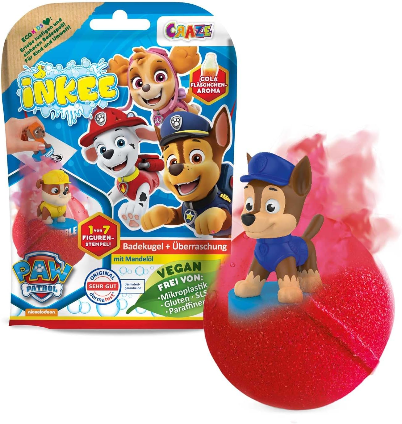 INKEE ▫️ Paw Patrol Bombas de banho para crianças com figuras da Patrulha Canina Presente surpresa para a banheira, laranja ou azul Cor aleatória